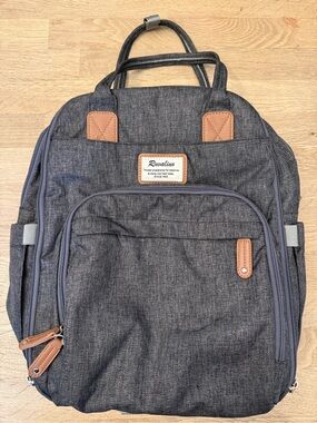 Ruvalino Diaper Bag Backpack Gray Multi Pocket Travel Baby Bag. Great Condition